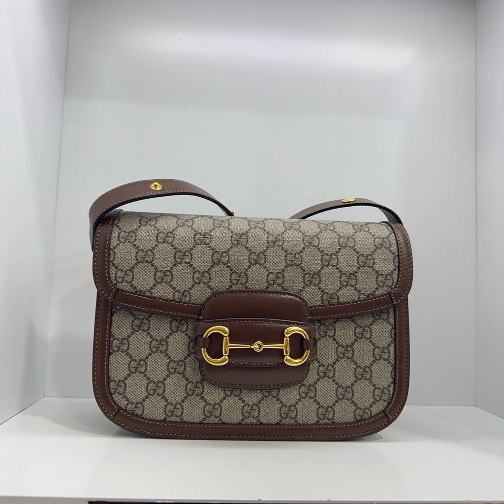 Gucci Saddle Canvas Leather Shoulder Bag Crossbody Excellent