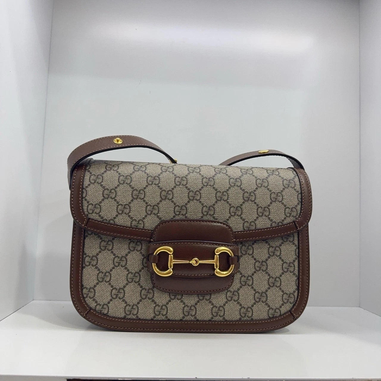Gucci Saddle Canvas Leather Shoulder Bag Crossbody Excellent