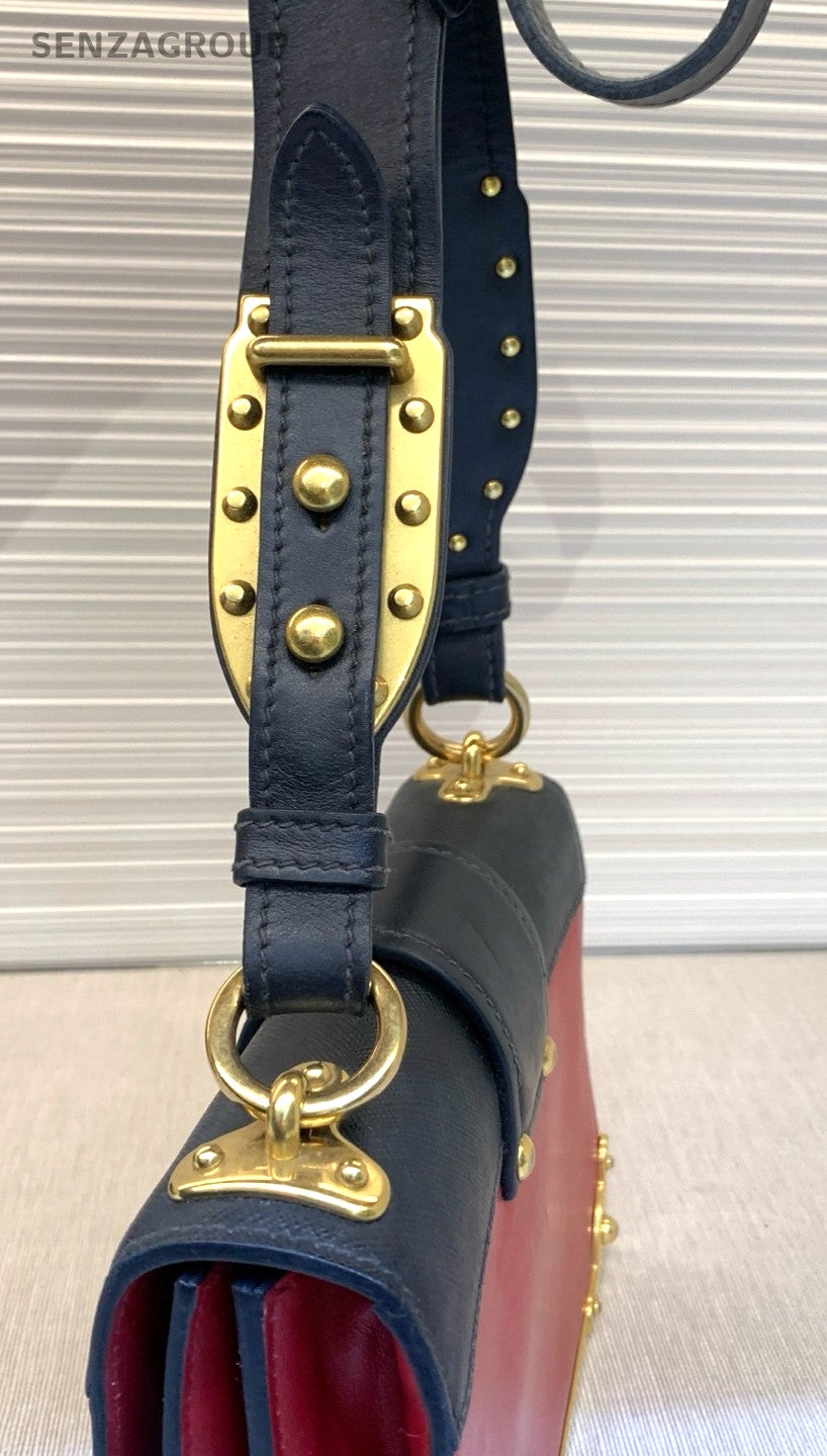 PRADA Cahier Box Shoulder bag Women Crossbody Back Red