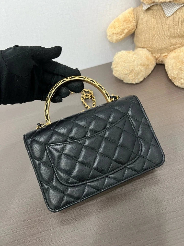 CHANEL Black 23A Embossed WOC Crossbody Bag For Women