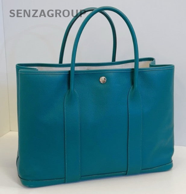 Hermes Garden Party36 Green Silver Top Handle Bag Used Women Classic Fashion