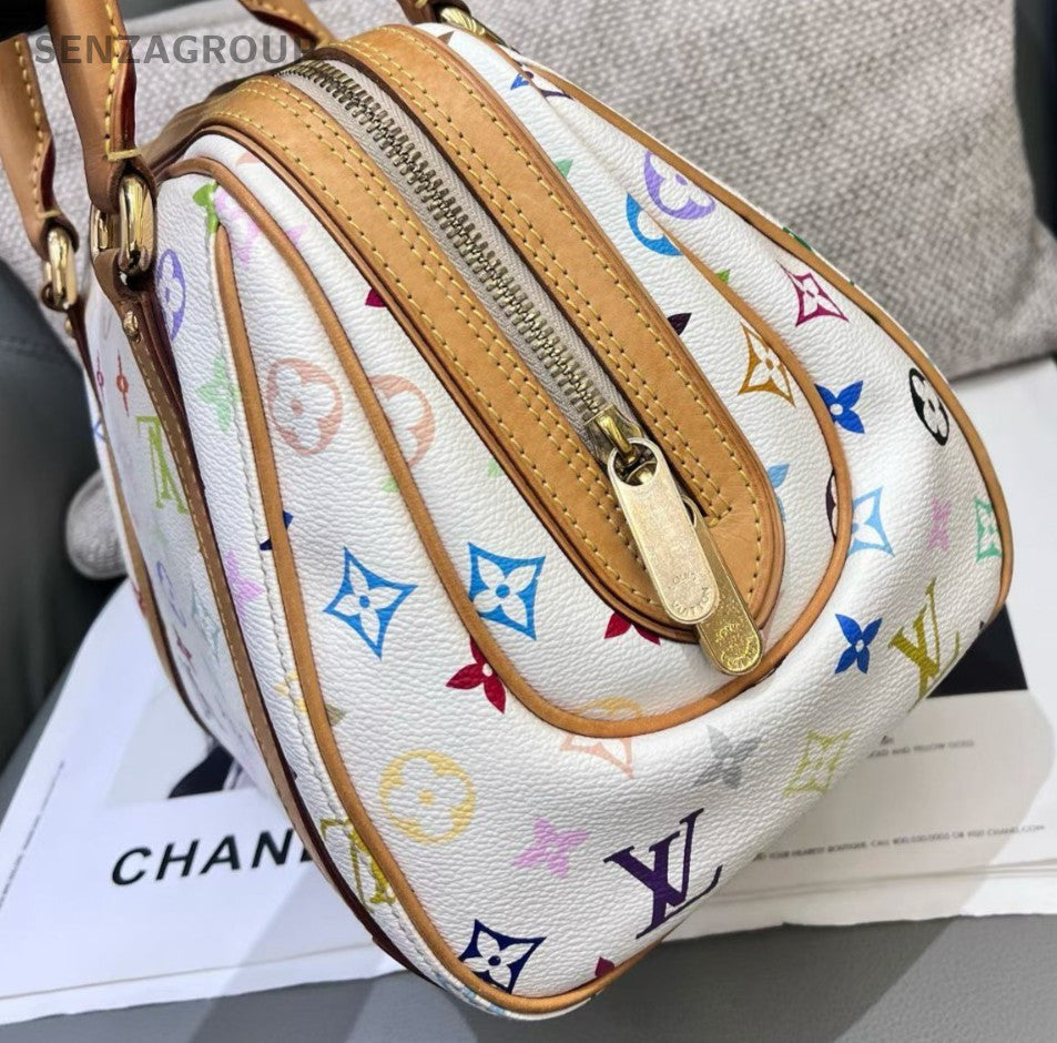 Louis Vuitton Monogram White Multicolor Top Handle Bag Women Classic Fashion