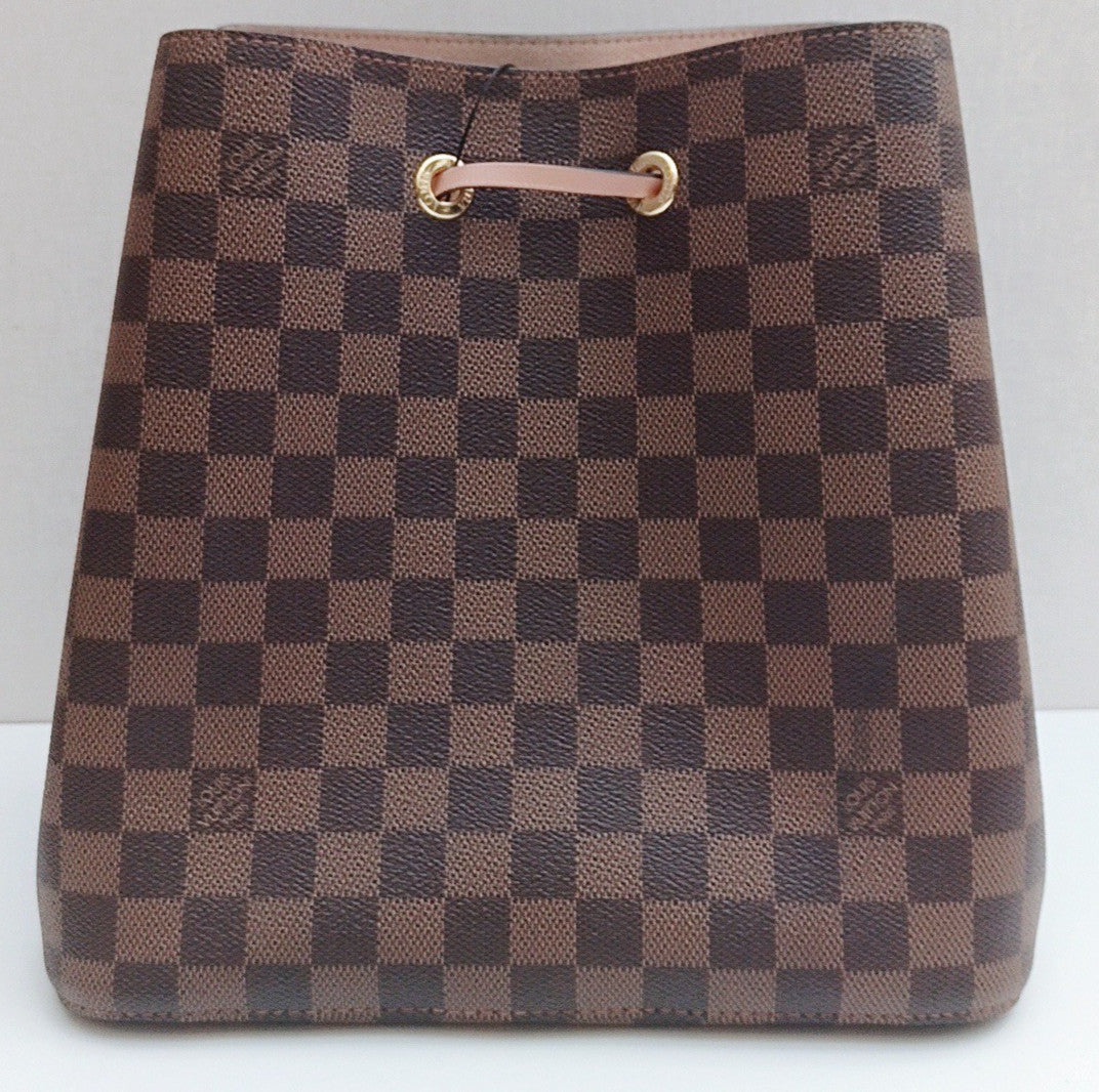 Louis Vuitton Damier Bucket Shoulder Bag Brown Pink Used Women Classic Designer