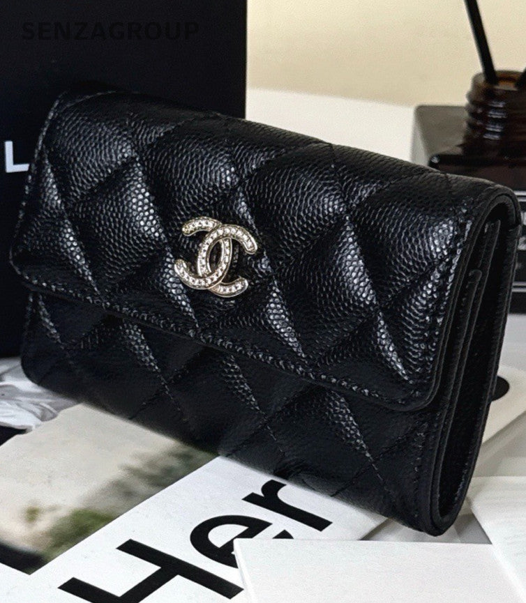 Chanel 25B Clutch Black Silver Diamond Women Classic Designer