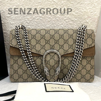 Gucci Dionysus Medium GG Supreme Shoulder Bag Brown Silver Hardware