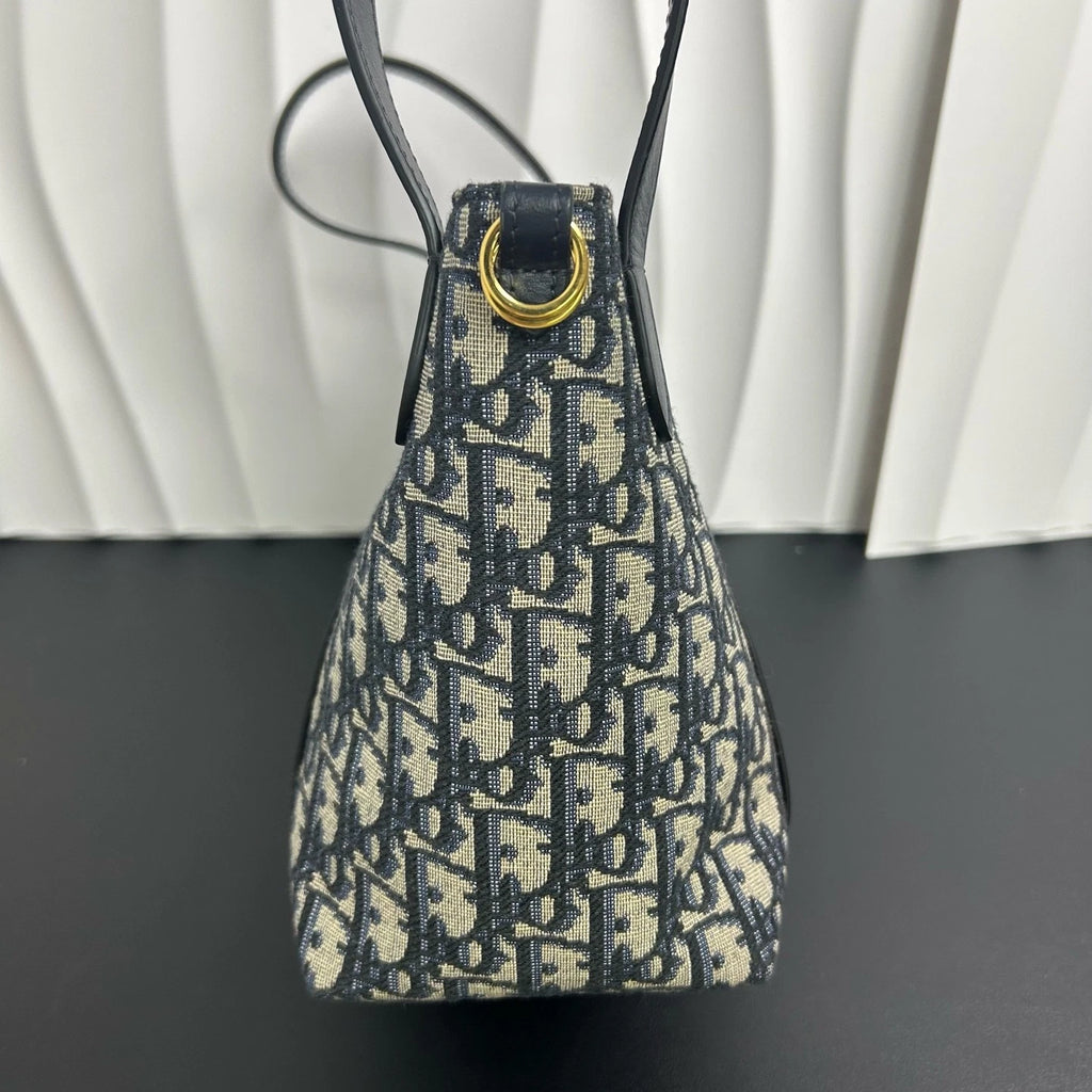 Dior Signature Small Printed Canvas Calfskin Bucket Crossbody Handbag Women