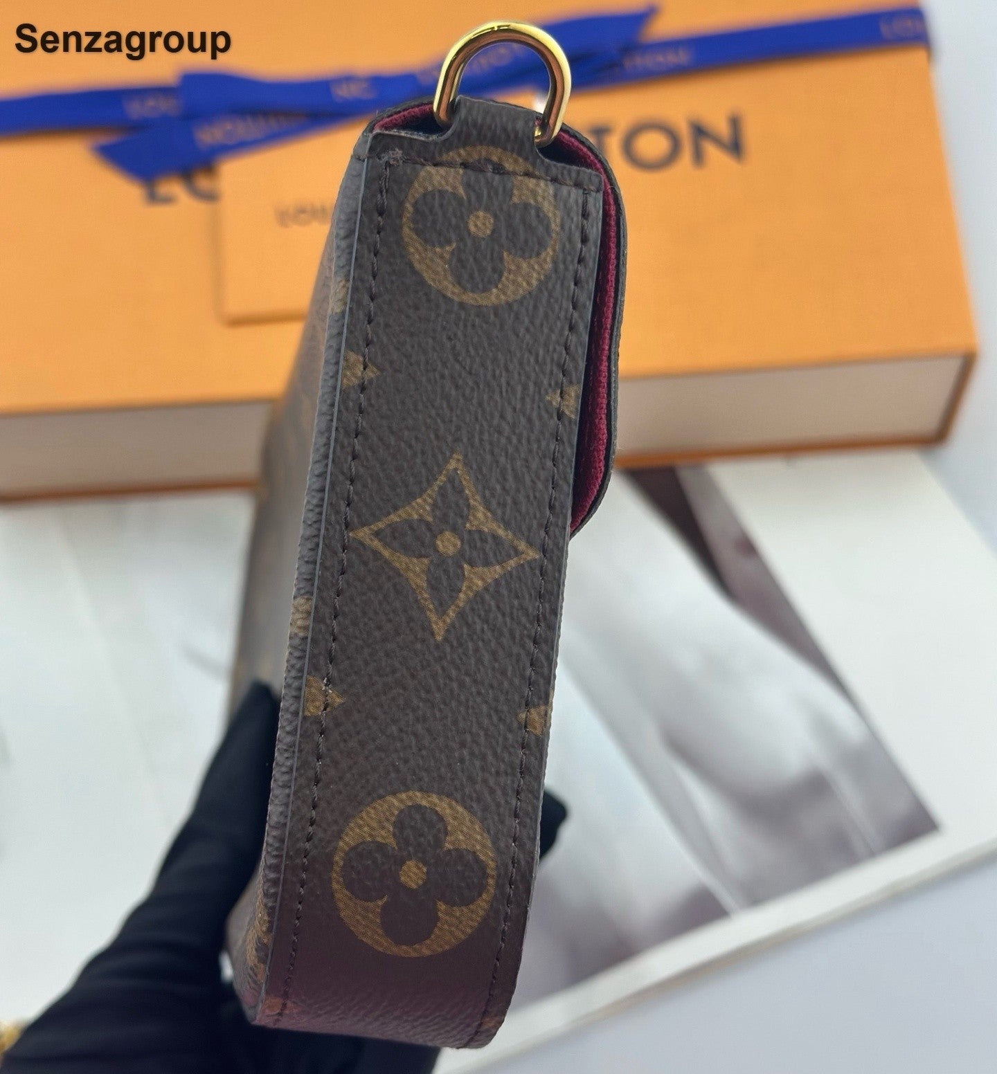 Louis Vuitton Monogram Canvas Chain Shoulder Bag Brown Gold Women Classic