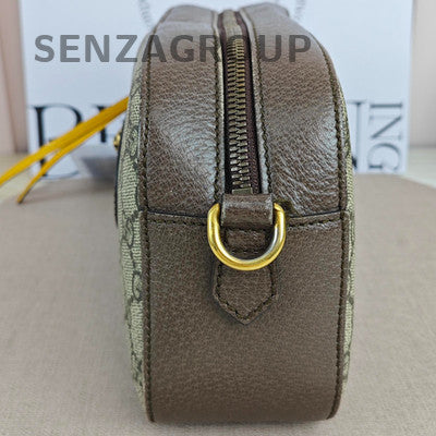 Gucci Neo Vintage GG Monogram Brown Shoulder Bag Gold Buckle Women