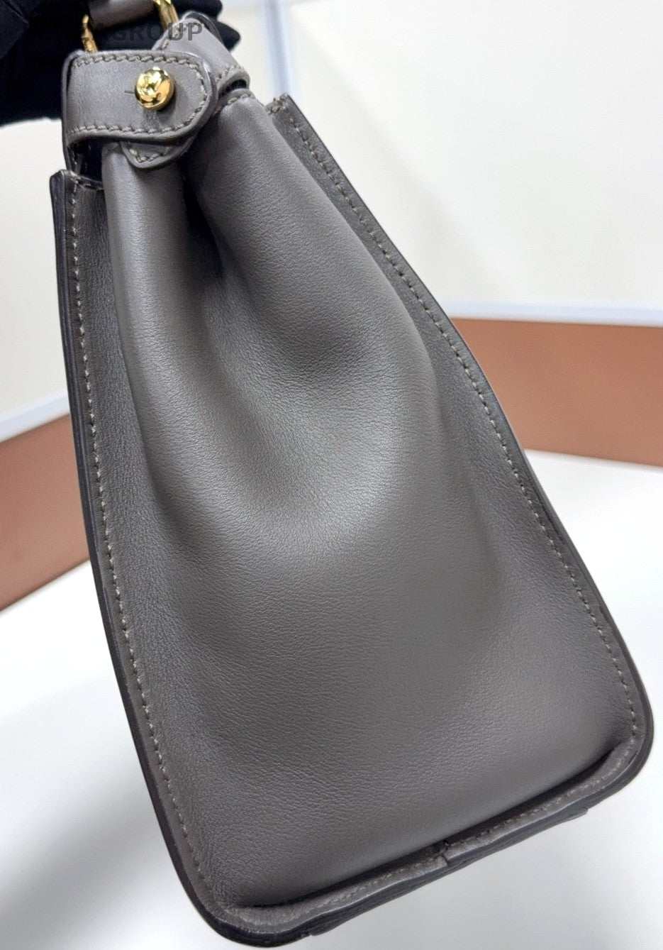 Fendi  Peekaboo MM Top Handle 2way Shoulder Handbag Gray