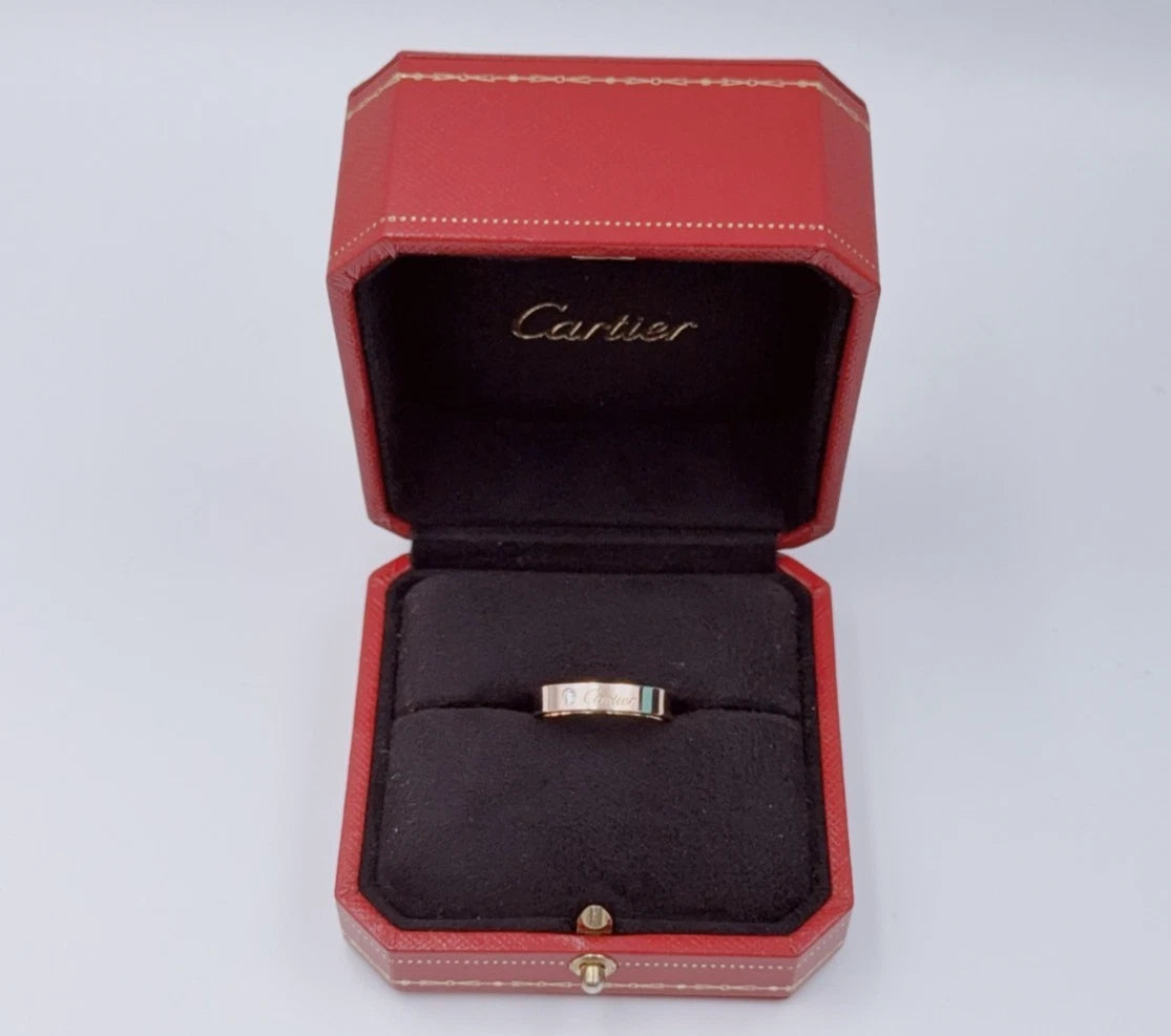 Cartier C DE Cartier 18k Rose Gold Band Ring with 1 Diamond EU56/US7.5