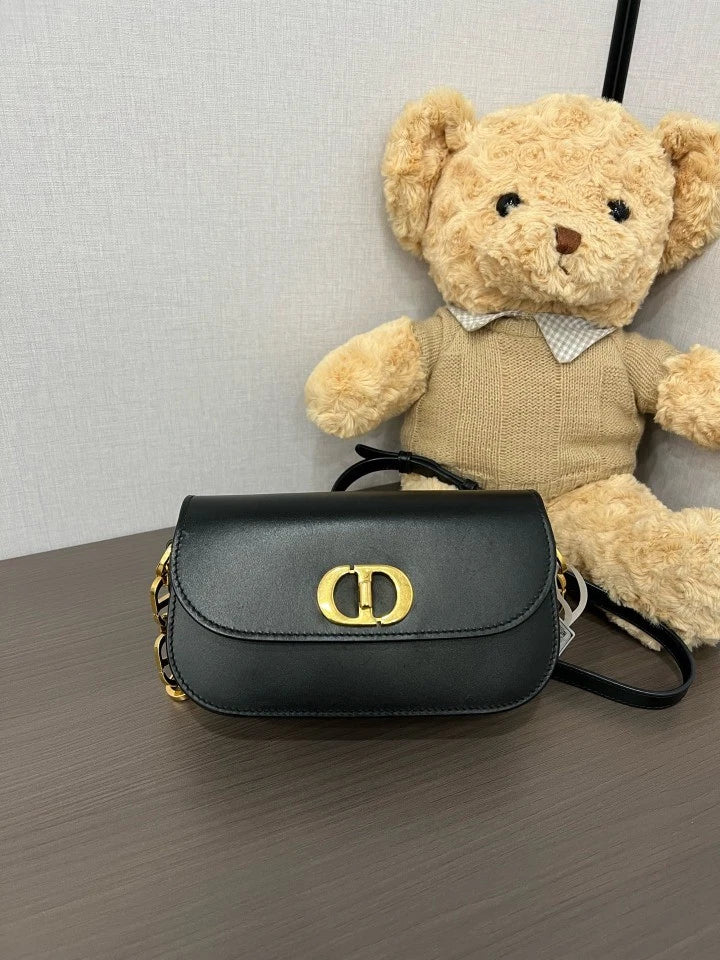 Dior Black Leather Montaigne Avenue30 Shoulder Bag For Women