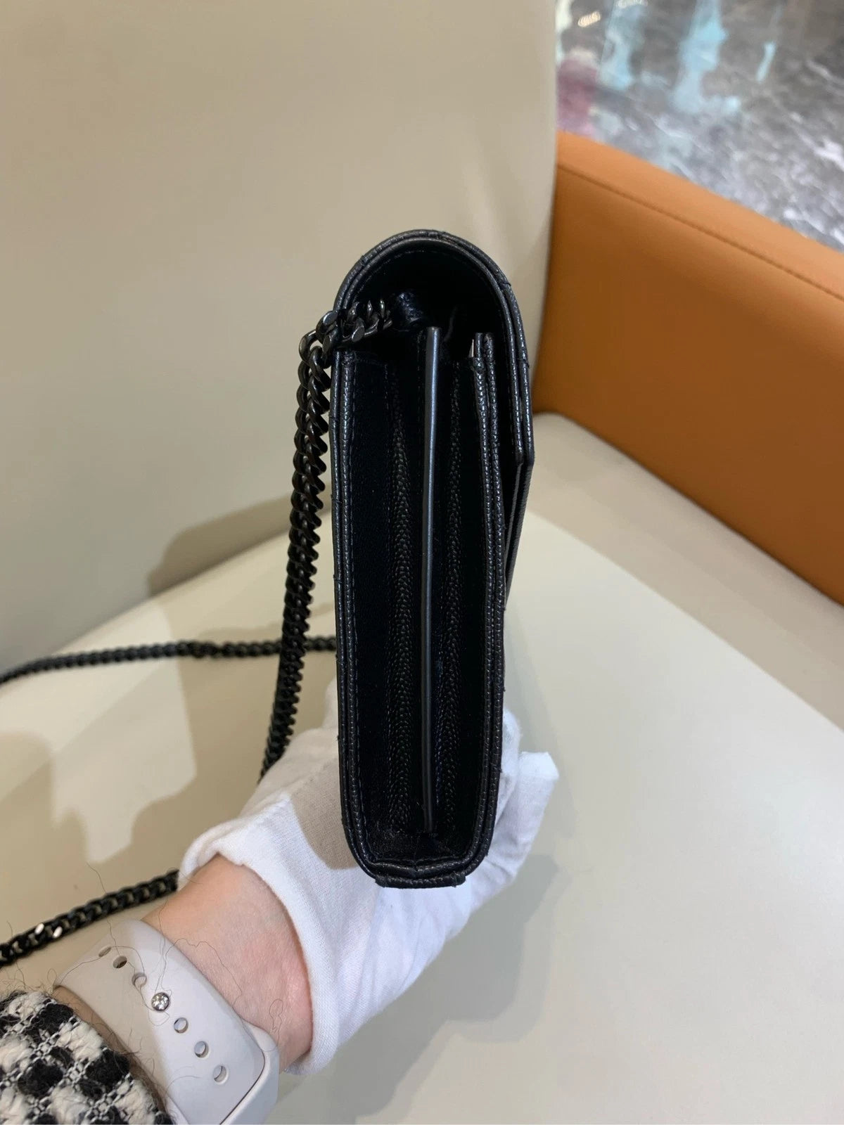 YSL SoBlack Black Matelasse Mini Envelope Crossbody Bag For Women