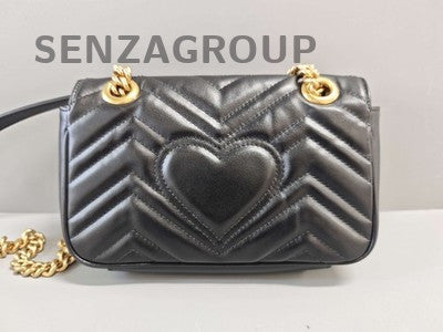 Gucci Black Gold Marmont 22 Chain Shoulder Crossbody Bag Women's Classic