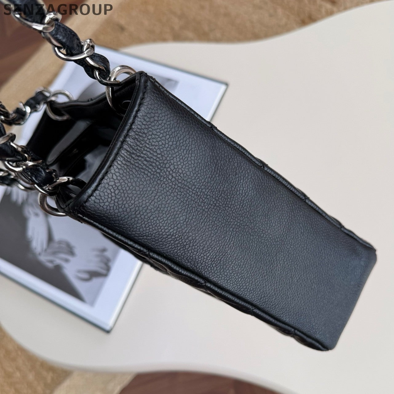 Chanel PST Tote Chain Shoulder Bag Black Silver Used Women Classic