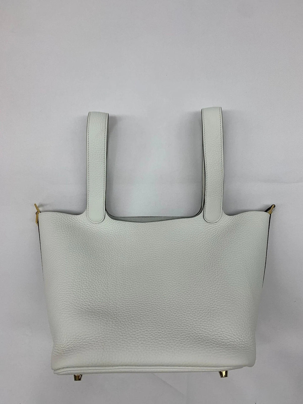 Hermes New White Picotin Lock 22 Leather Bucket Handbag For Women