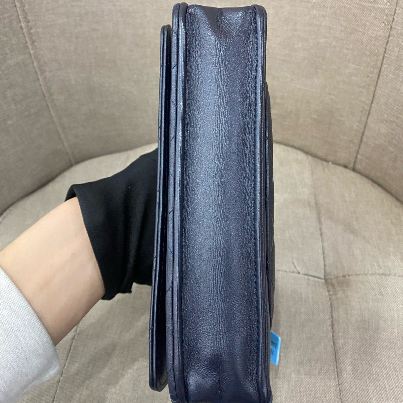 Chanel 22K Navy Blue Gold Hardware WOC Chain Crossbody Bag