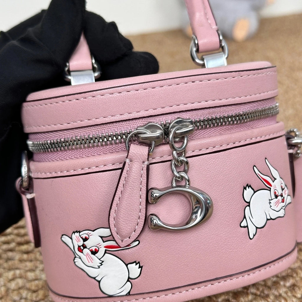 Coach Pink White Rabbit Swinger Mini Box Bag For Women