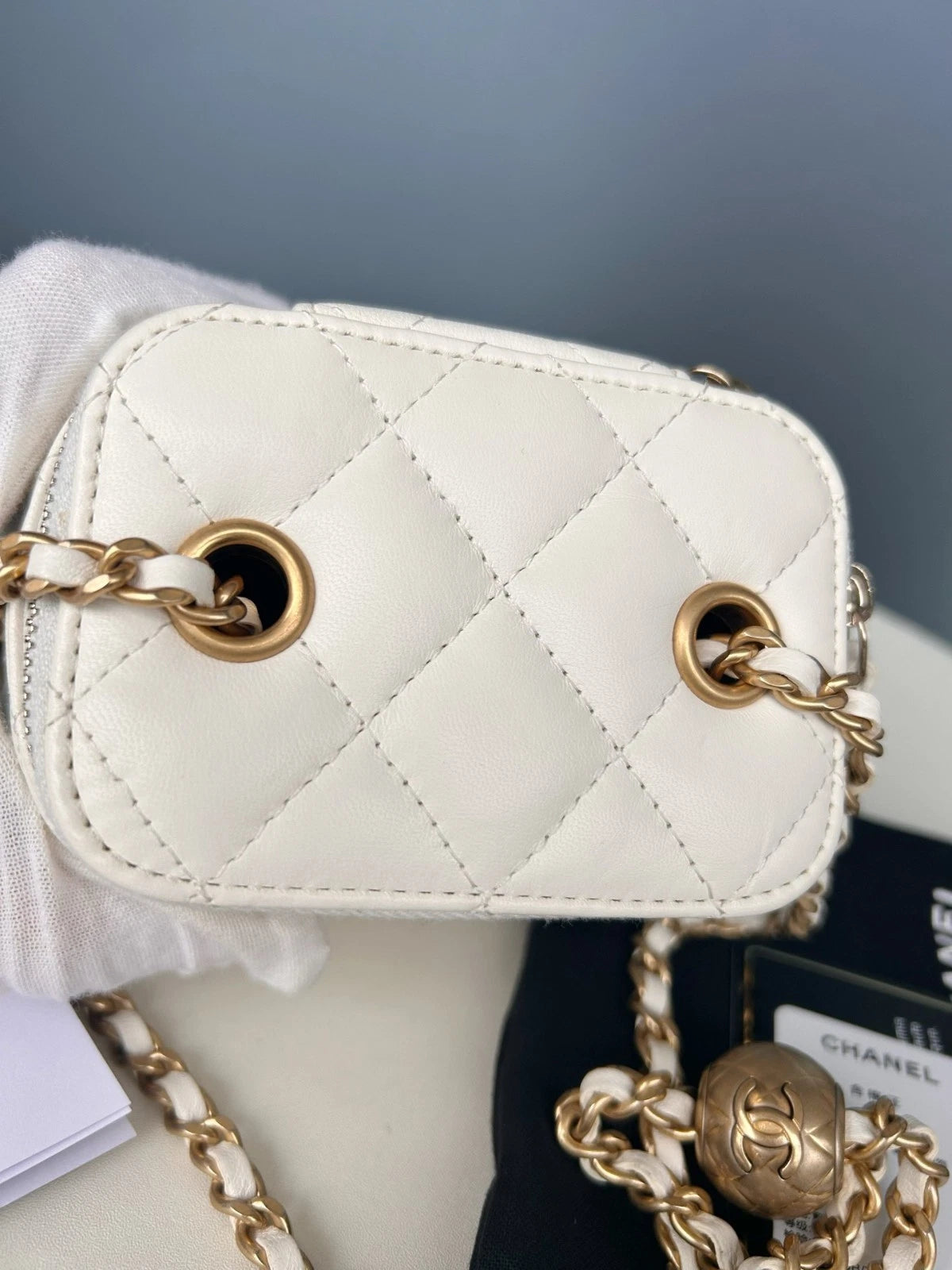Chanel Lambskin Mini White Crossbody Bag Women Classic