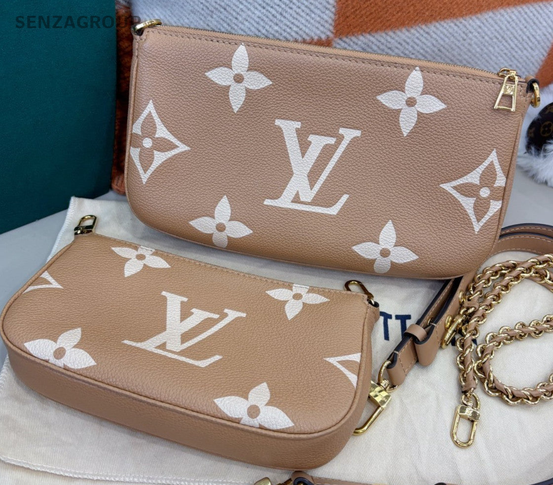 Louis Vuitton Monogram Chain Shoulder Bag Crossbody Beige Gold Women Classic
