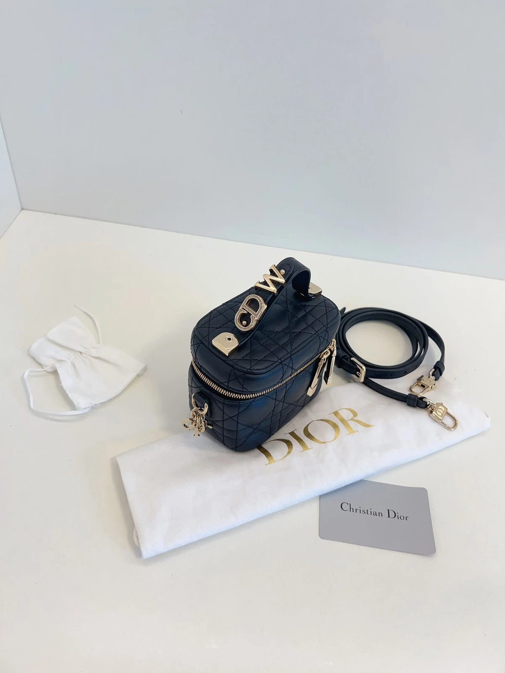 Dior Christian Lady Vanity Mini Case Shoulder Bag Excellent