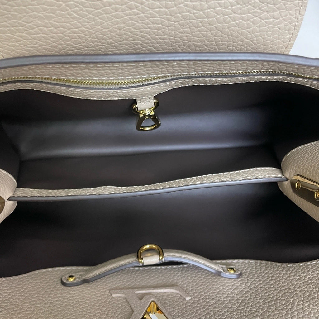 Louis Vuitton Capucines Gold Gray Crossbody Top Handle Excellent