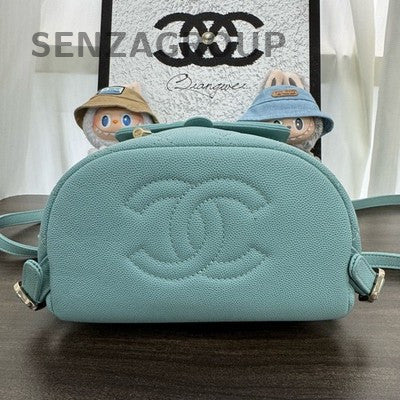 Chanel Vanity Case Blue Silver Calfskin Backpack Classic Fashion Women