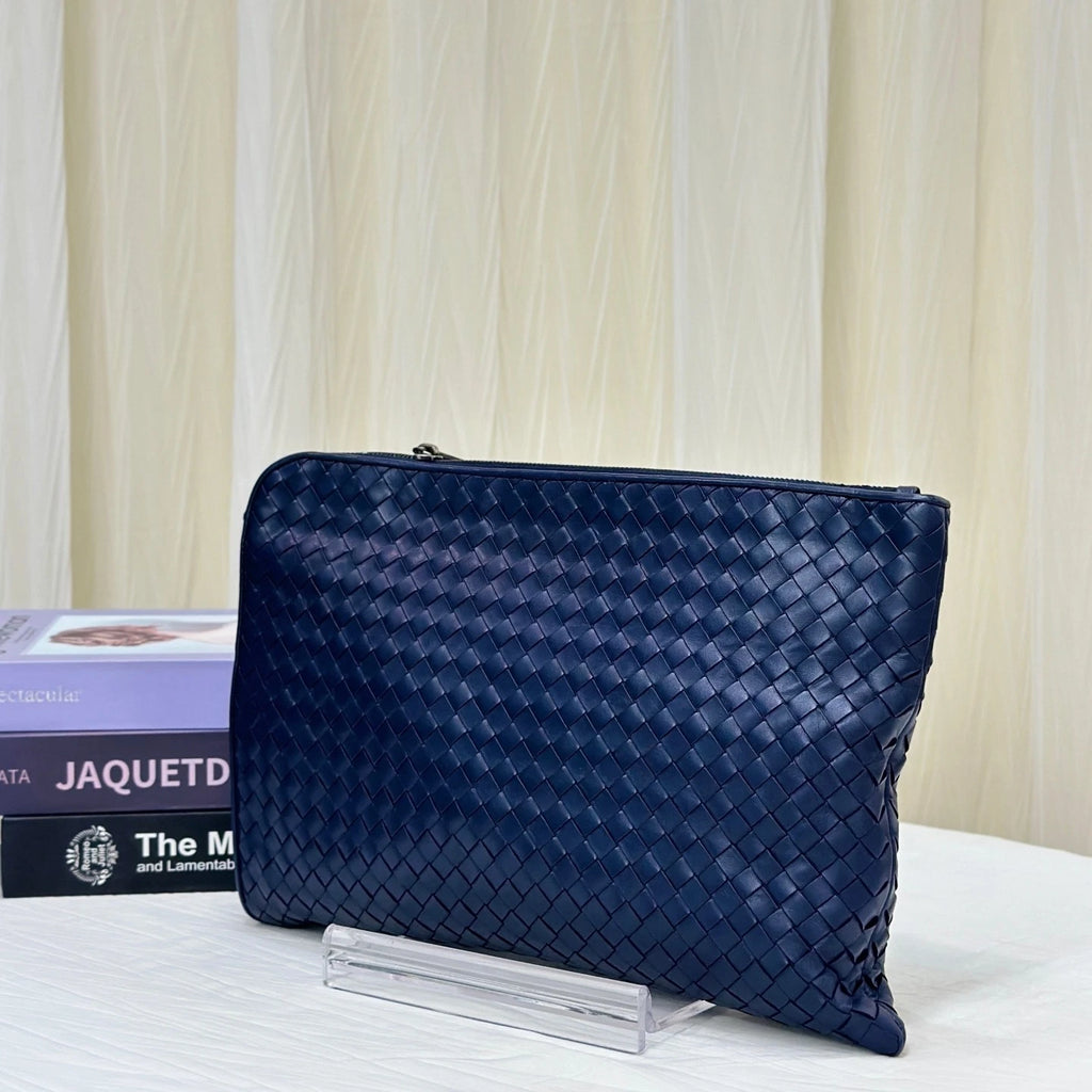 Bottega Veneta Navy Leather Clutch Briefcase For Women