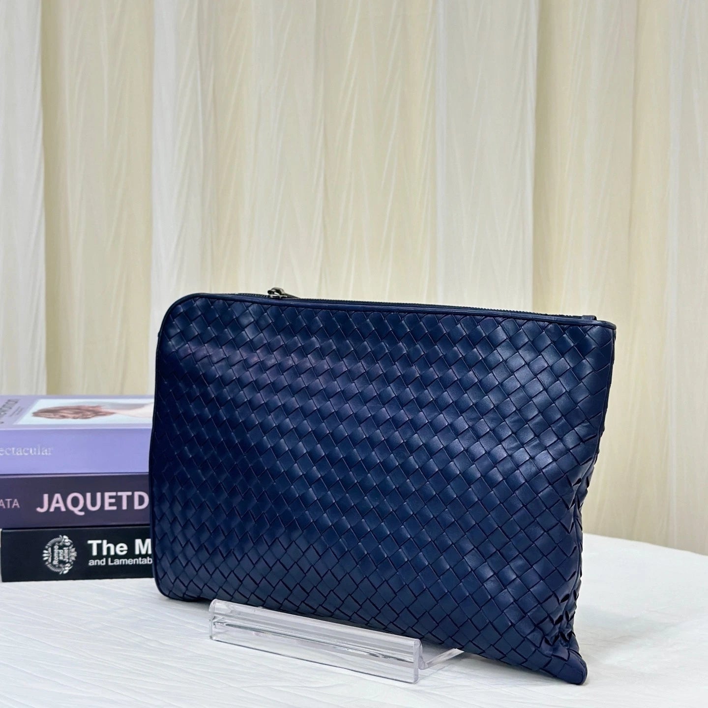 Bottega Veneta Navy Leather Clutch Briefcase For Women