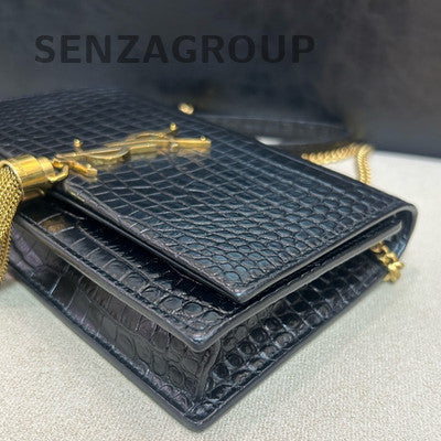 Saint Laurent YSL Kate Small Black Gold Tassel Chain Shoulder Bag