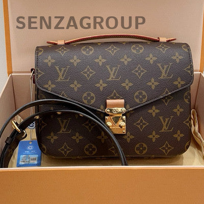 Louis Vuitton Monogram Canvas Pochette Metis Messenger Bag Brown Gold