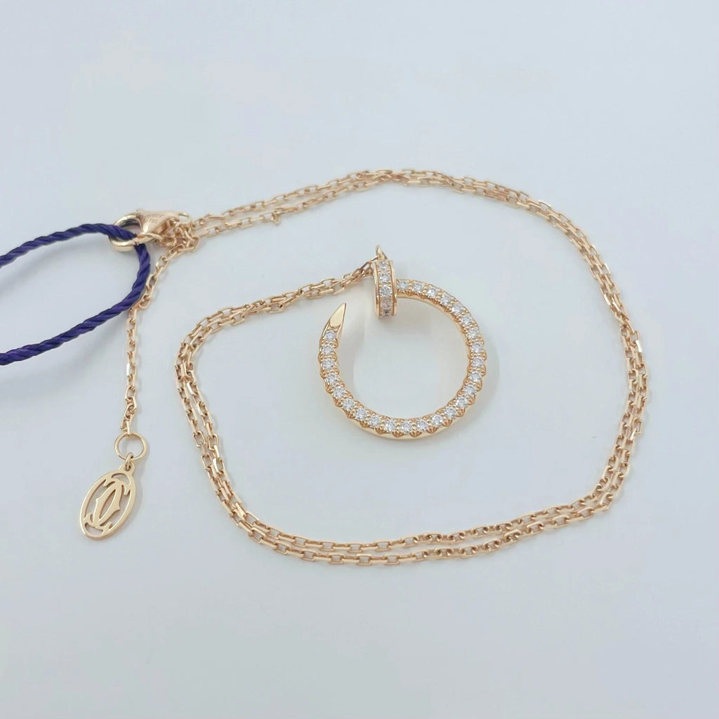 Excellent Cartier Juste un Clou Necklace 18k Rose Gold Pavé Diamonds Pendant