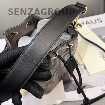 Fendi Tresor Mini Bucket Bag Brown Black Gold Hardware Women's Fashion Classic