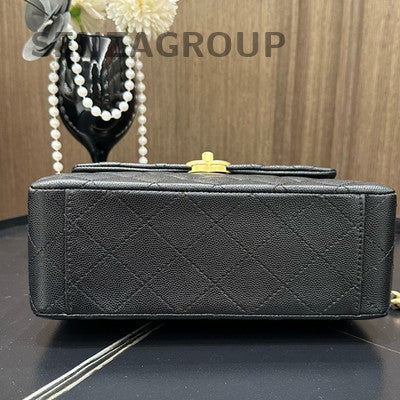 Chanel Black Calfskin Gold Chain Quilted Shoulder Bag