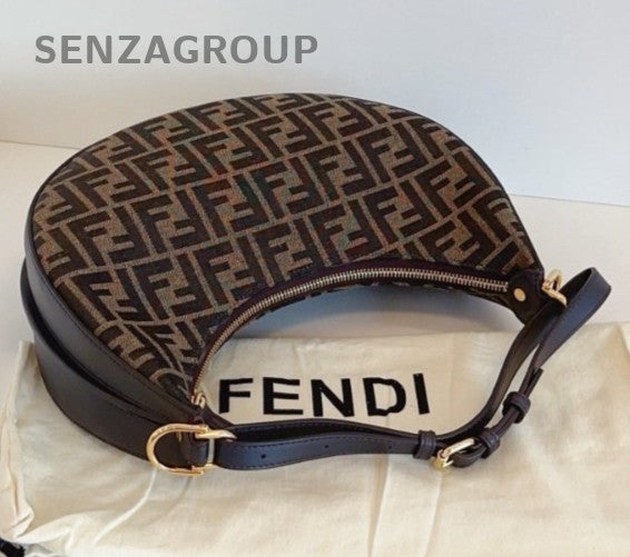Fendi Graphy FF Underarm Bag Shoulder Bag Brown Gold Used Women Classic