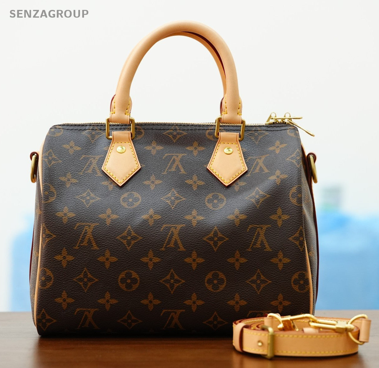 Louis Vuitton Speedy25 Monogram 2way Shoulder Handbag Brown Women