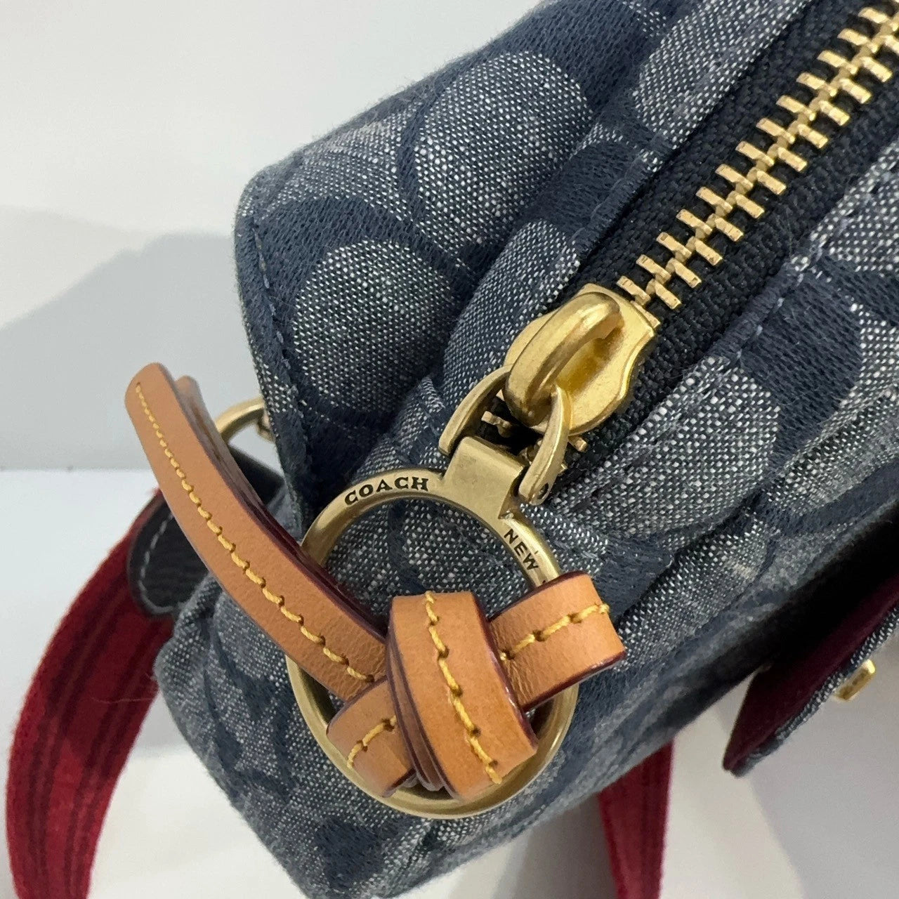 Coach Women's Chambray Canvas Leather Crossbody Camera Waist Bag