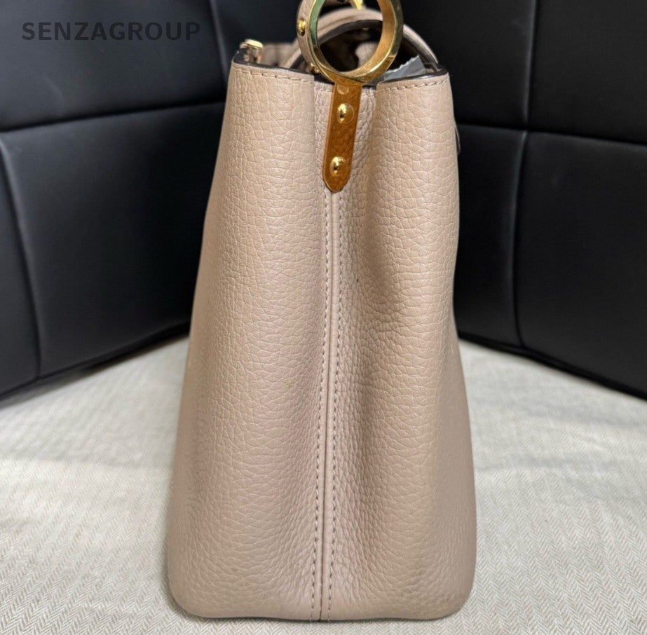Louis Vuitton Capucines MM Top Handle Bag Crossbody Gray Gold Women Classic