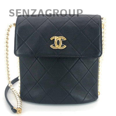 Chanel Small Hobo Calfskin Quilted Pearl Chain Shoulder Crossbody Bag