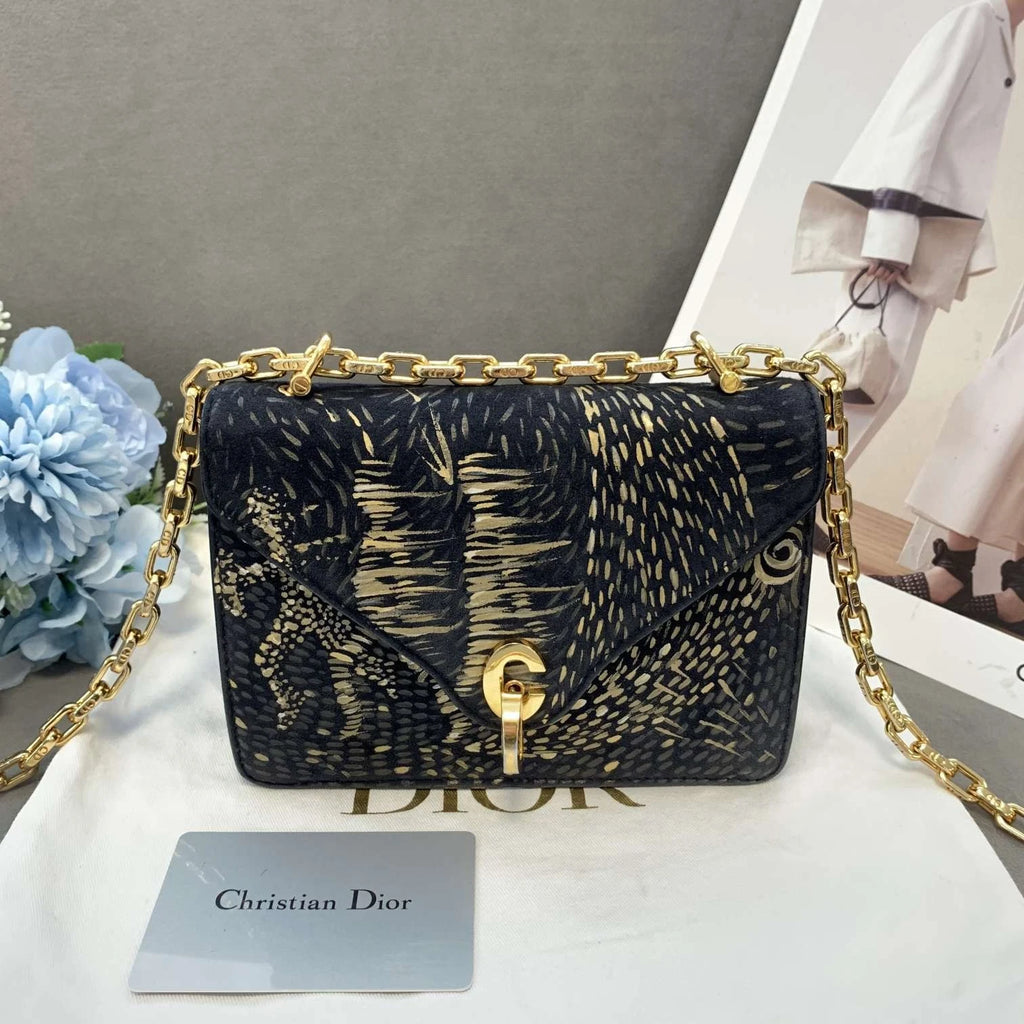 Authentic Dior Vintage EST Leather Shoulder Crossbody Bag For Women