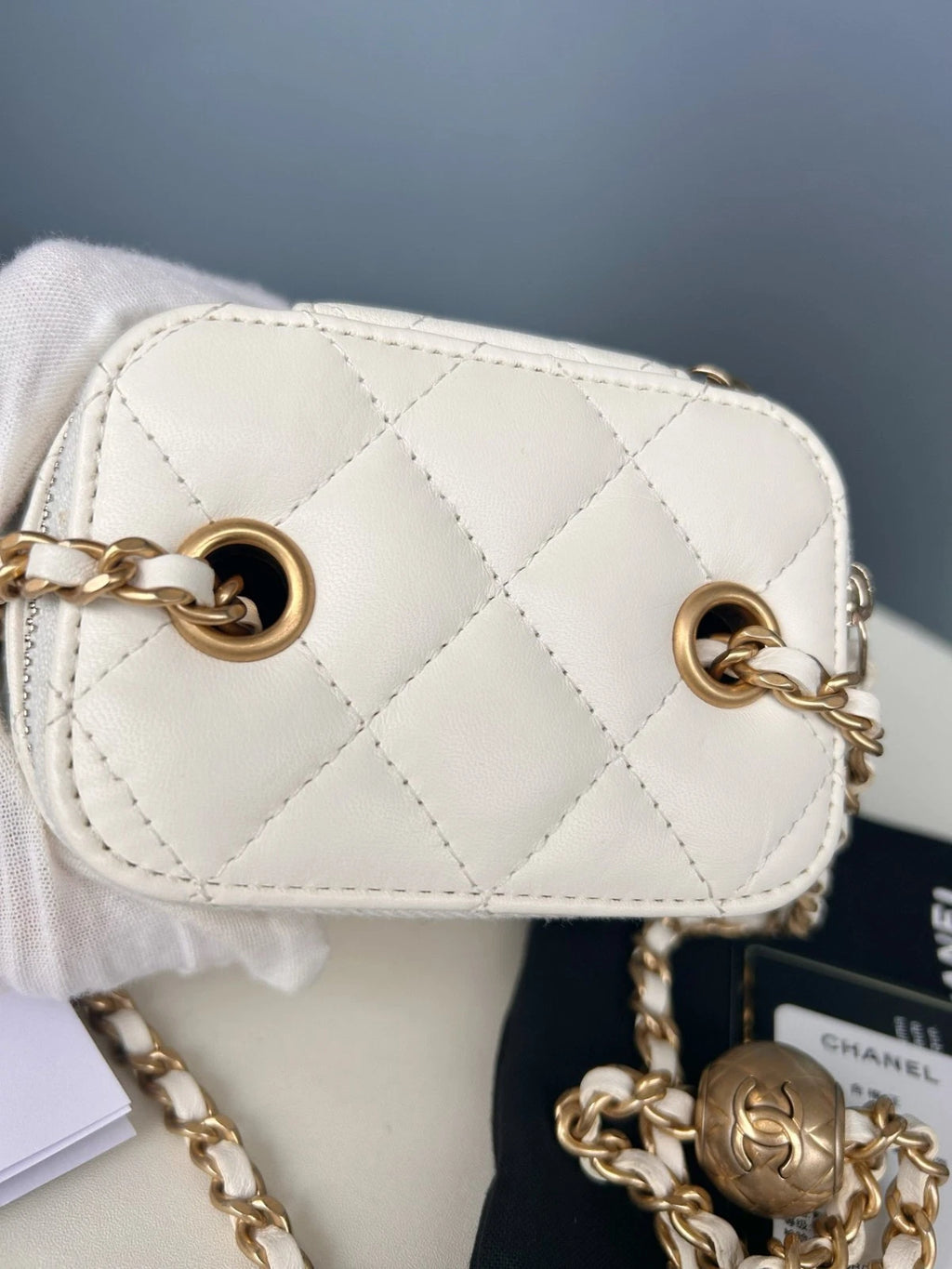 Chanel Lambskin Mini Shoulder Bag Crossbody Bag White Women Classic