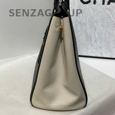 Prada Saffiano Black White Tote Bag - Classic Women's Handbag