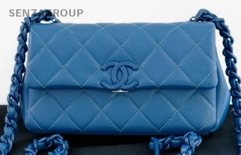 Chanel Classic Flap Mini Chain Shoulder Bag Blue Diamond Women Designer