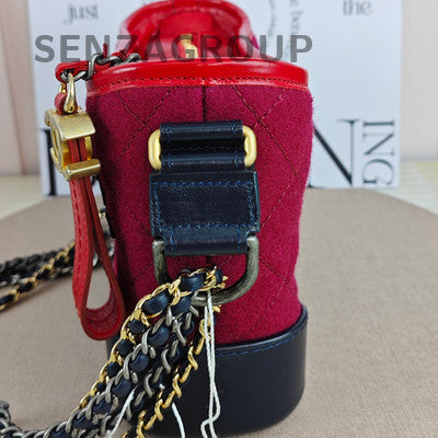 Chanel Red & Black Gabrielle Hobo Bag Gold Chain Strap Women's Fashion