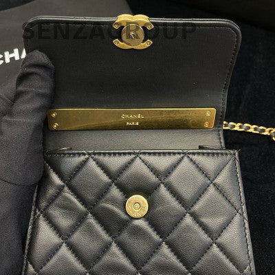 Chanel Enamel Handle Flap Bag Black Gold Hardware Quilted