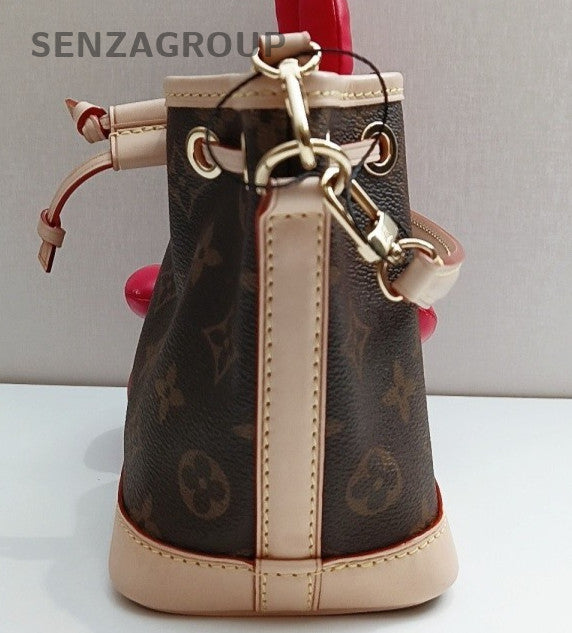 Louis Vuitton Nano Noe Monogram Bucket Top Handle Bag Crossbody Brown Gold Women