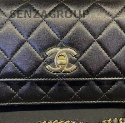 Chanel Trendy CC WOC Black Gold Lambskin Shoulder Bag Women Classic