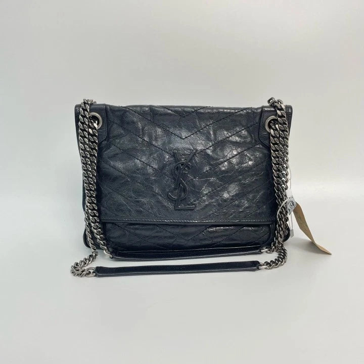 YSL Saint Laurent Niki Medium Black Oil Wax Leather Crossbody Bag For Women