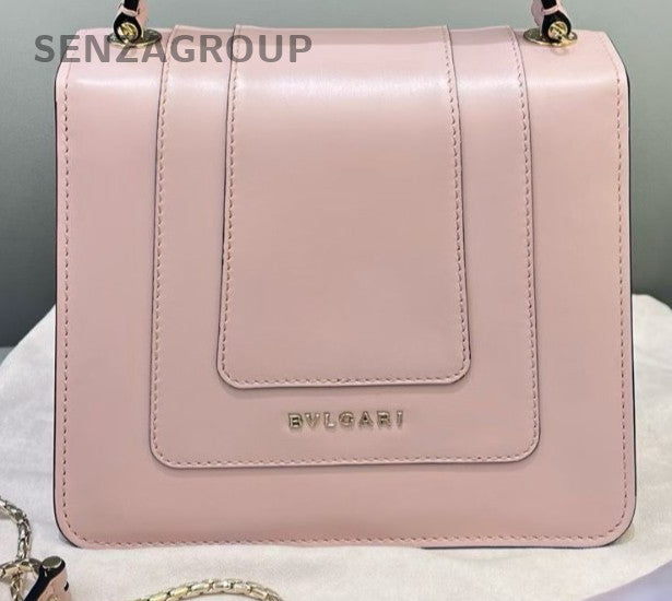 BVLGARI Serpenti Forever Top Handle Bag Chain Crossbody Pink Gold Women Classic