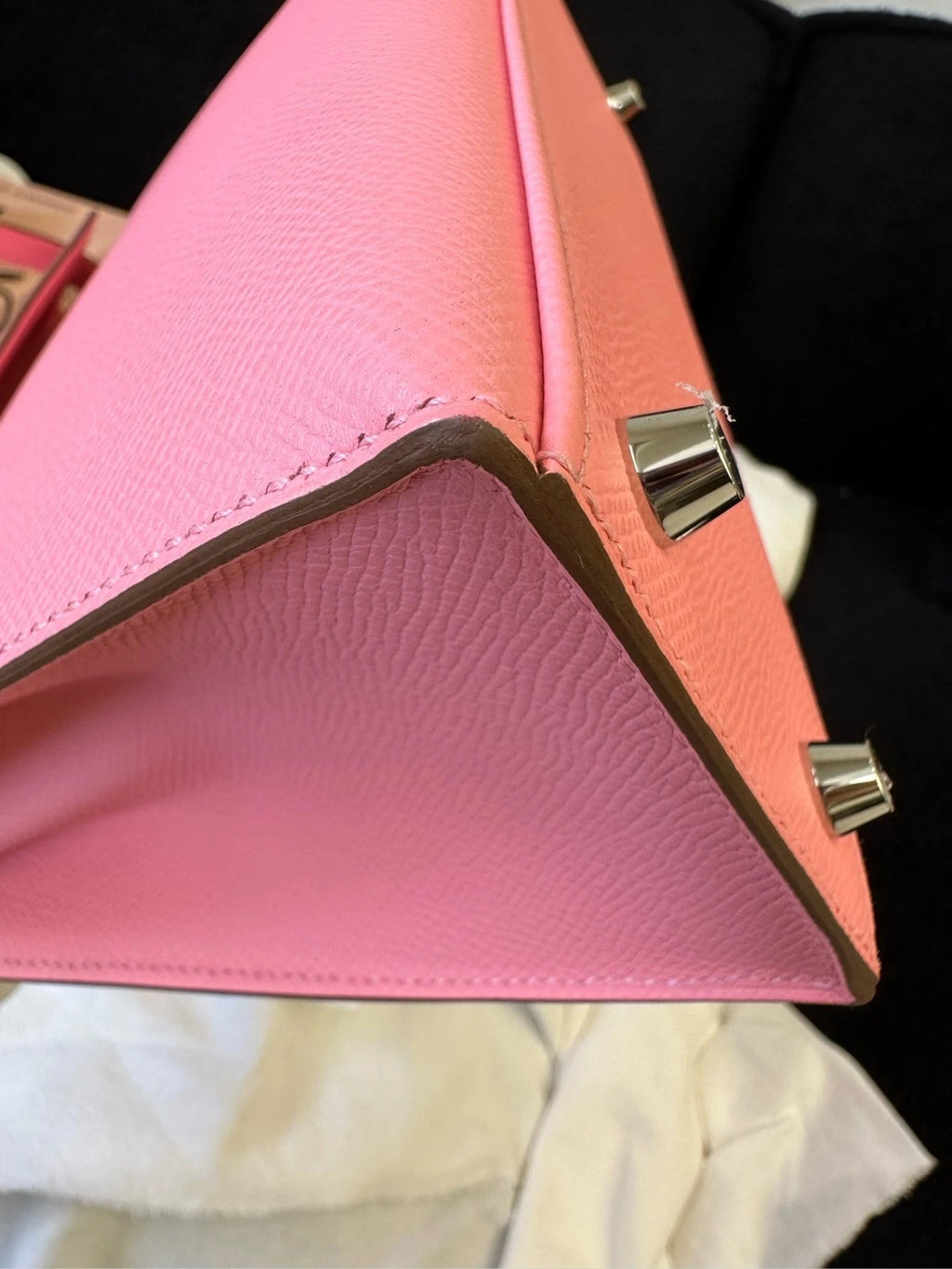 Hermes Kelly25 Pink Leather Top Handle Bag For Women