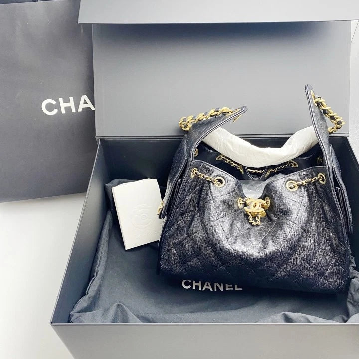 CHANEL 25BAG Black Calfskin Small Shoulder Bag For Women